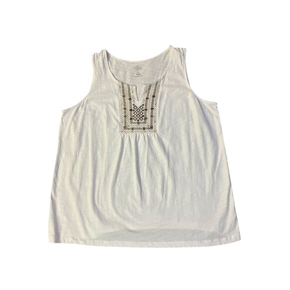 St Johns Bay Blouse Womens XL Used Sleeveless Embroidery Beads - Picture 3 of 13
